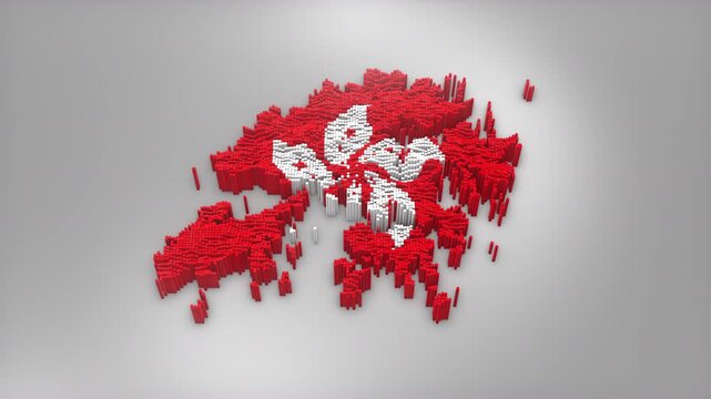 Hong Kong country opener intro with 3d bars forming the map with Waving Flag Design which useful for news, political events, sports intros and presentation.