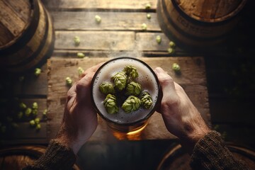 Explore the unique craft beer world with fresh hops in a rustic, inviting atmosphere