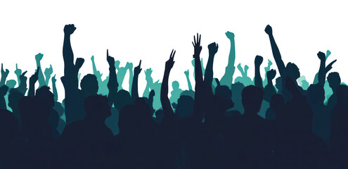 PNG Silhouette cheering crowd illustration concert.