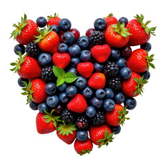 Obraz premium Fresh Fruit Heart Shape Arrangement of Berries and Strawberries