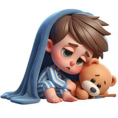 Sleepy kid ,transparent background
