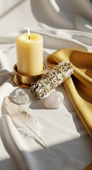 Delicate ritual beads and amethyst scene