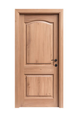 Elegant wooden door with panel design and sleek black hardware. Perfect for adding a touch of sophistication to any home.