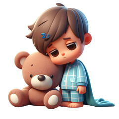 Sleepy kid ,transparent background