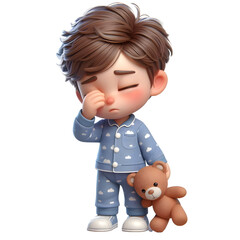 Sleepy kid ,transparent background