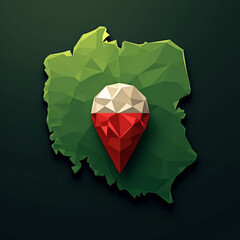 Poland’s Silhouette Rendered in a Low-Poly Geometric Vector Style Composed of Angular Shapes