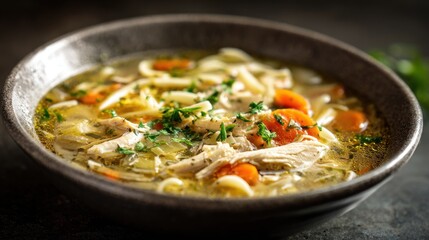 Bowl of chicken noodle soup (3)