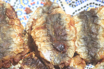 Fried stuffed fish close up