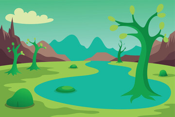 Obraz premium landscape with trees and mountains