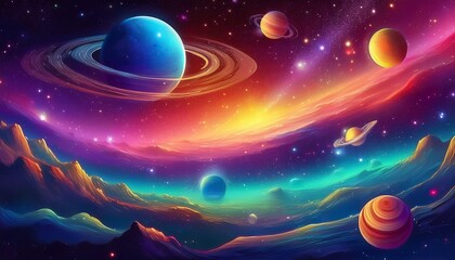 colorful galaxy with planets