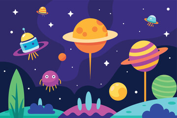 Obraz premium seamless pattern with space rocket