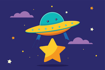 Fototapeta premium cartoon rocket in space