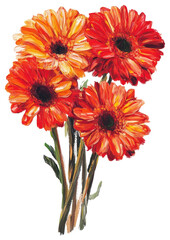 PNG Gerbera flower bouquet flowers illustration painting.