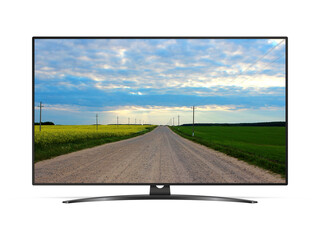 Fototapeta premium Smart tv with country road on screen