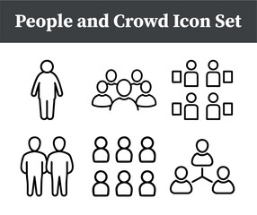 People and Crowd Icon Set – Flat Vector Collection of 1 to 6 Person, Team, Group, and Community Symbols

