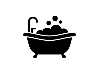 Bathtub Icon Bathroom, Hygiene, Bubbles, Relaxation, Spa Symbol