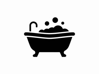 Bathtub Icon Bathroom, Hygiene, Bubbles, Relaxation, Spa Symbol