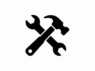 Tools Icon Hammer and Wrench Symbol, Repair, Maintenance, Construction Graphic