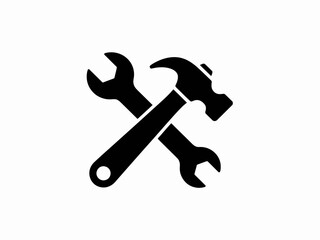 Tools Icon Hammer and Wrench Symbol, Repair, Maintenance, Construction Graphic
