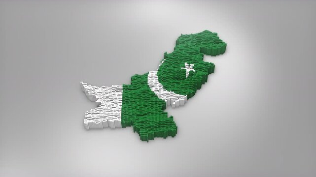 Pakistan country opener intro with 3d bars forming the map with Waving Flag Design which useful for news, political events, sports intros and presentation.