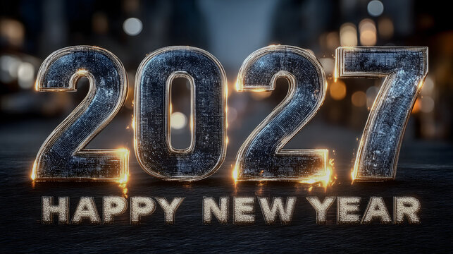 Stylish New Year 2027 Design in Silver and Sparks – Generative AI