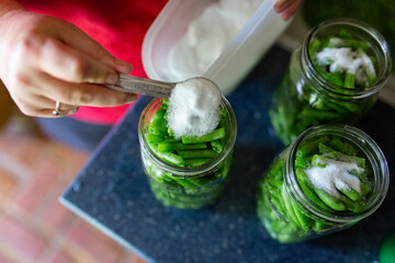 adding salt to jarred green beans