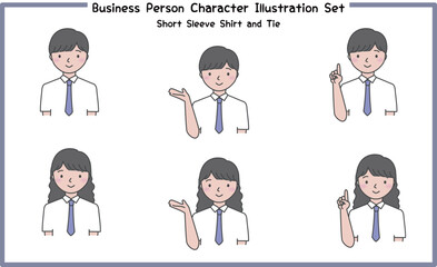 Fototapeta premium クールビズのビジネスパーソン イラストセット4-2(ネクタイ) / 