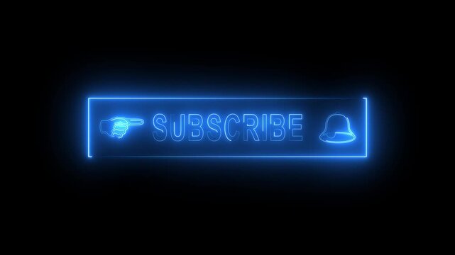 The neon YouTube subscribe button is foggy with a blue color.