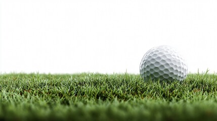 Fototapeta premium Golf Ball on Green Grass Field Isolated on White Background