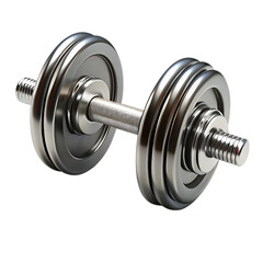 Naklejka premium Shiny metallic dumbbell isolated with removed background perfect for fitness exercise and health related designs and promotional materials