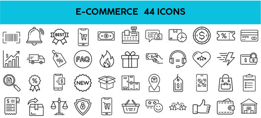 E-commerce icons set featuring various shopping and payment symbols  