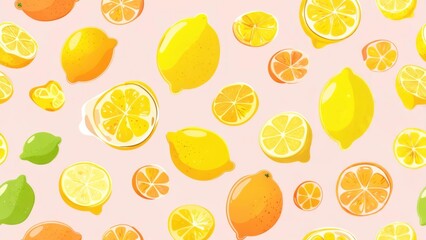 Citrus fruit pattern on a pastel background