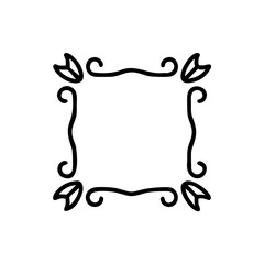 Ornate square frame with floral elements swirls border decorative