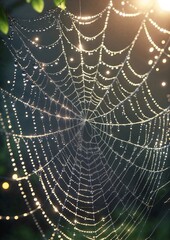 Spinnennetz nach Regen im Sonnenlicht