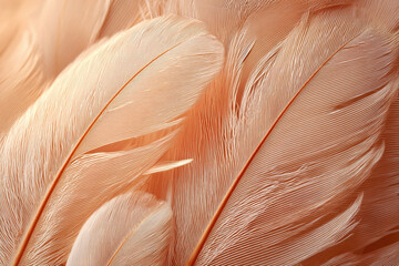 Closeup of soft, textured feathers with a warm, peachy hue