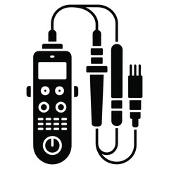 Digital Multimeter Icon Black Silhouette Isolated on White Background – Vector Illustration of Electronic Measurement Tool, Electrical Tester, Engineering Device, Circuit Diagnostic Equipment, Technol