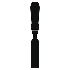 Chisel Silhouette Vector Illustration – Black and White Woodworking Tool Icon, Carpentry Hand Tool, Wood Carving Equipment, Construction, Repair, DIY, Isolated Clipart for Design and Craft Projects