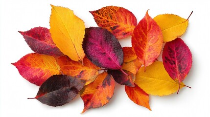 Fototapeta premium Vibrant Autumn Leaves in Top View Background for Seasonal Designs