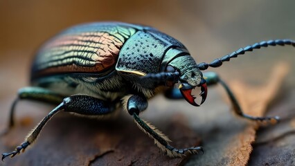 Naklejka premium Close-up of iridescent beetle