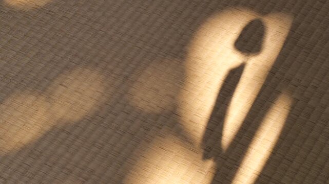 畳に映る南部鉄風鈴の影　風鈴の澄んだ音色が響く日本の夏イメージ