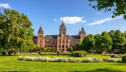 Fototapeta premium Sunny park with historic building