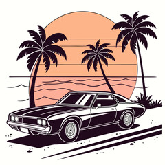 vintage car on the beach