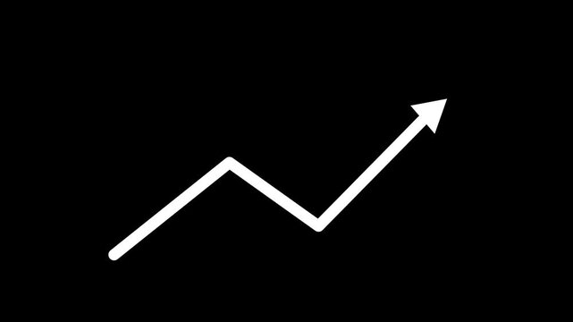  Arrow up business graph icon animation. Business growth arrow and graph chart,  down to up arrow. white  business arrow on  white color background.