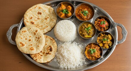 Exquisite Indian Thali: A Culinary Symphony of Flavors and Textures on Silver Platter
