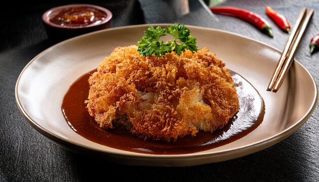 crispy scorched rice fluffy pork floss spicy chili sauce brown culinary