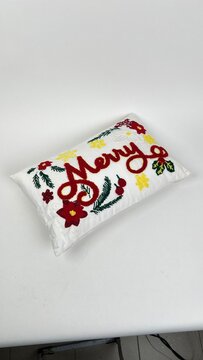 Merry white pillow