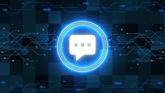 Message chat box icon animation on black background. Chat icon, chat sign vector for web site Computer and mobile app. Message bubble. Receive message.