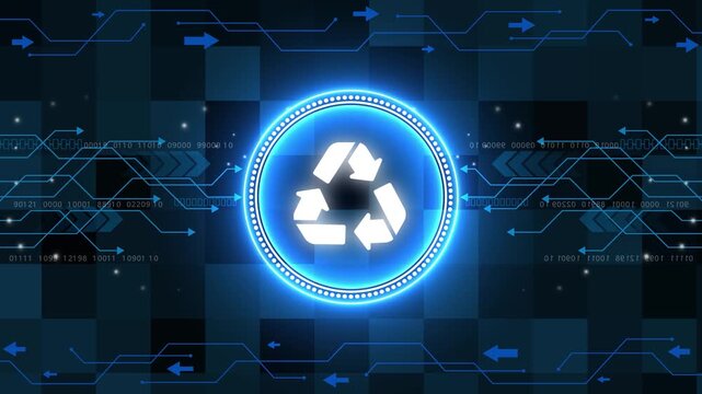 Recycle arrows symbols pattern animation. animated recycle logo in whiteboard style, ideal for representing green economy and recycling concepts.
