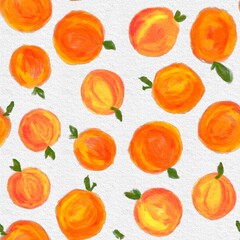 Orange fruits, oranges painted in oil, orange print