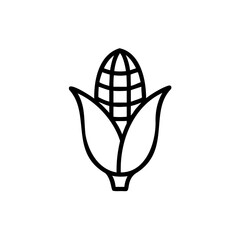Minimalist icon a corn cob with husks kernel grain